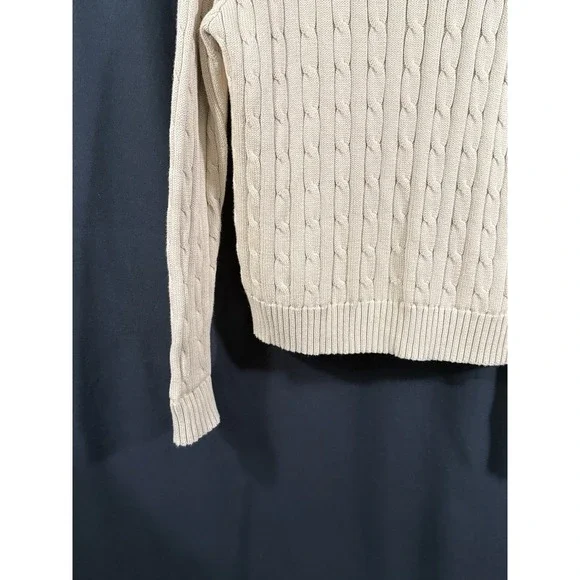 Polo Ralph Lauren Cable Knit Crew Neck Sweater 100% Cotton Tan Preppy Mens XL - Picture 4 of 14